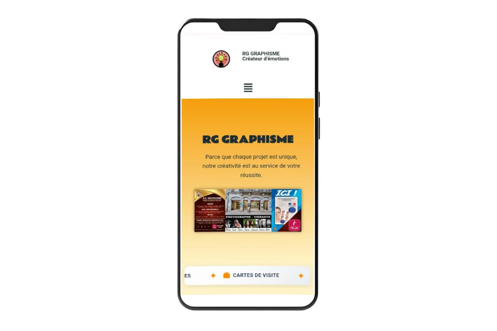 Mockup mobile Interface RG Graphisme.