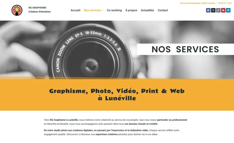 Page nos services RG Graphisme conçu par Design Pop